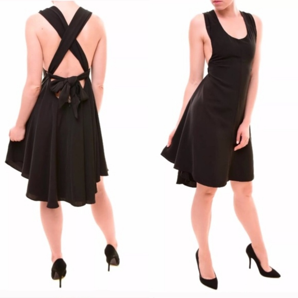 Finders Keepers I Spy Tie Back Flowy Black Dress